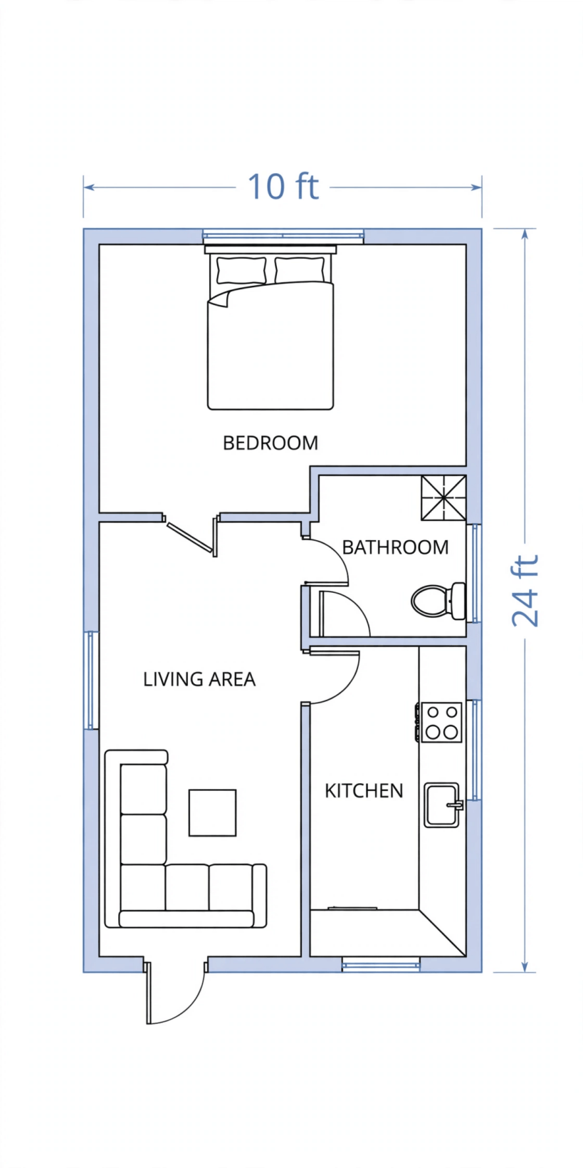 10x24 tiny house floor plans