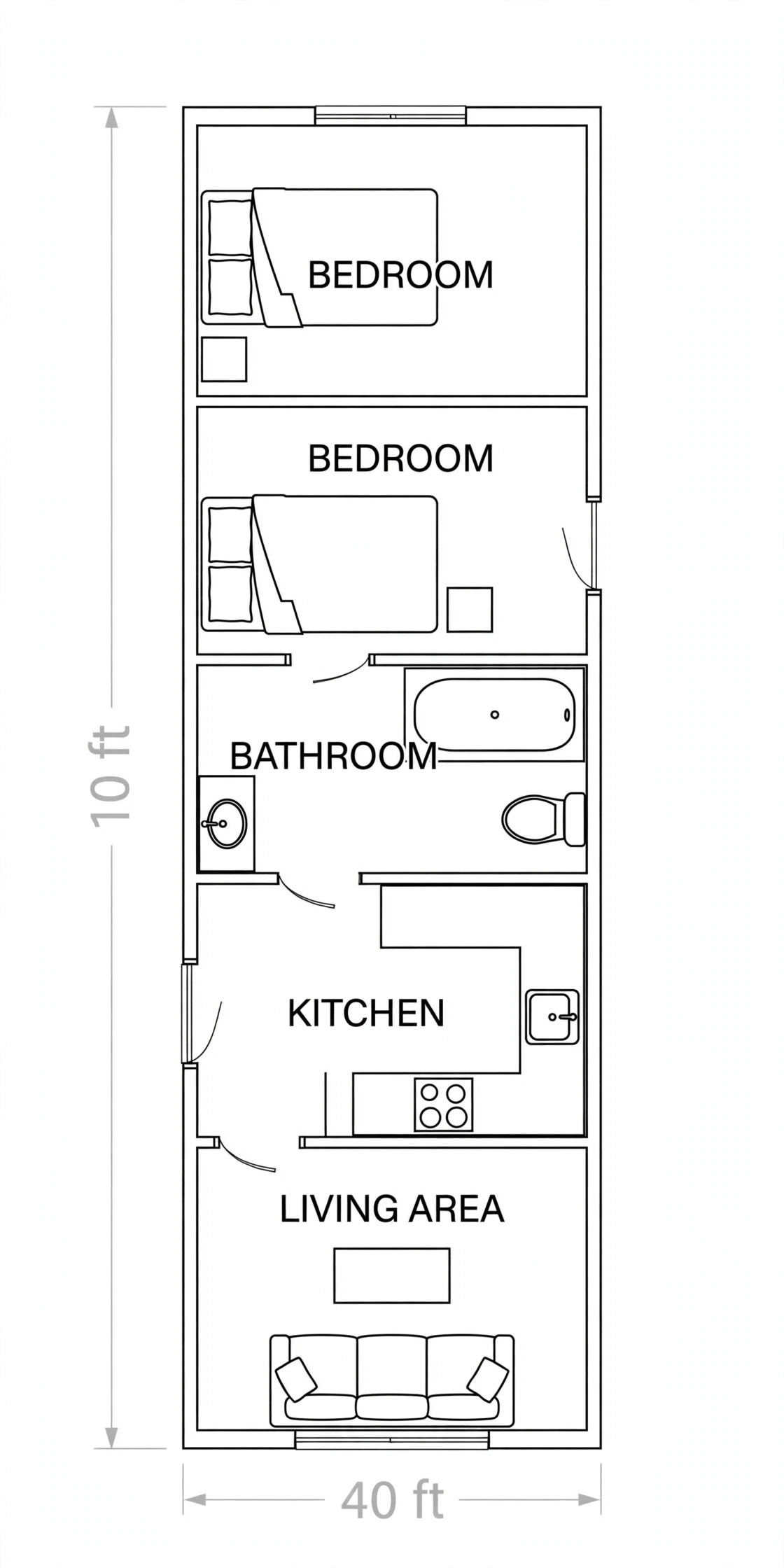 10x40 tiny house floor plans