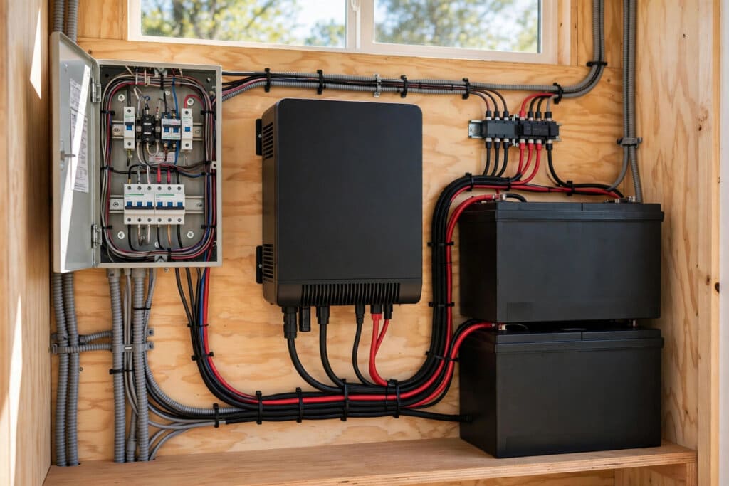 12v vs 120v off grid tiny house electrical system wiring and inverter compared