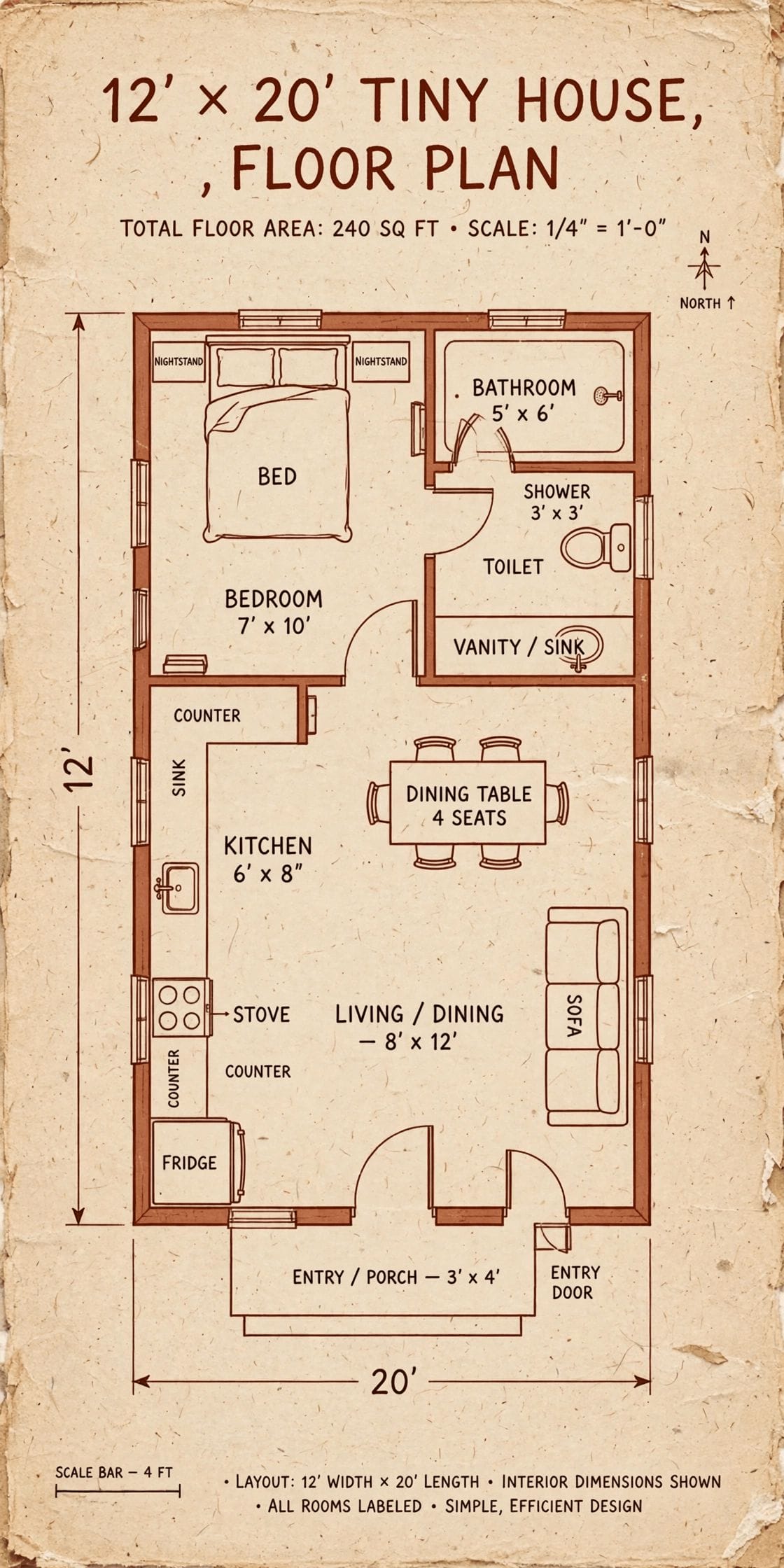 12x20 tiny house floor plans