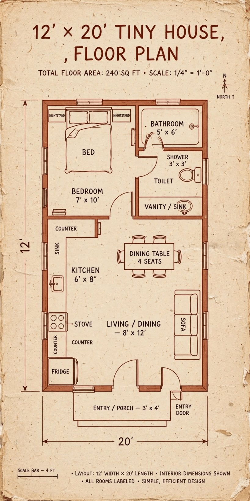 12x20 tiny house floor plans