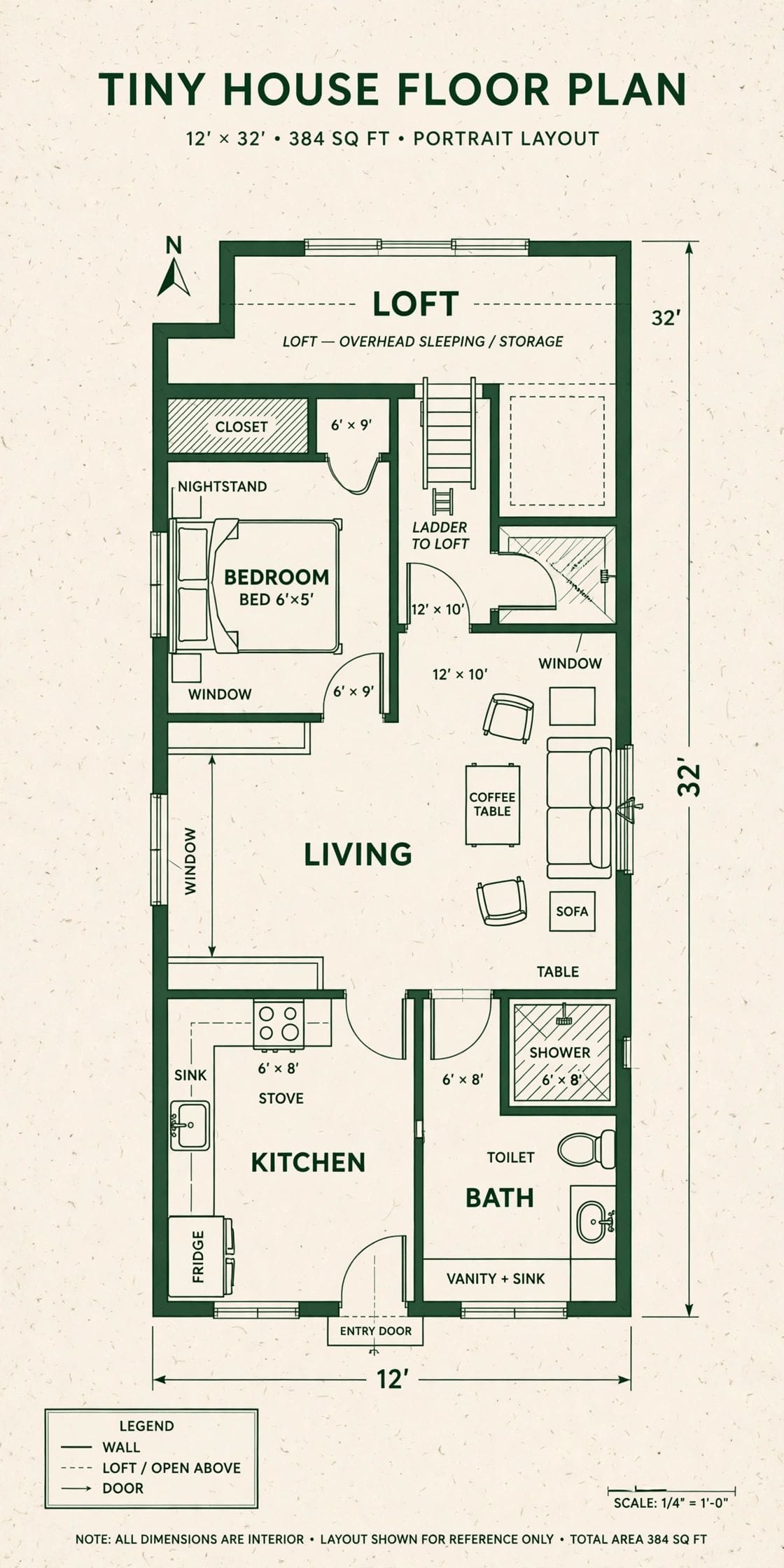 12x32 tiny house floor plans
