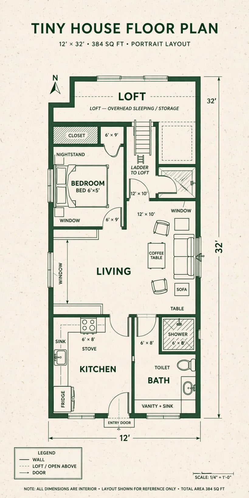 12x32 tiny house floor plans