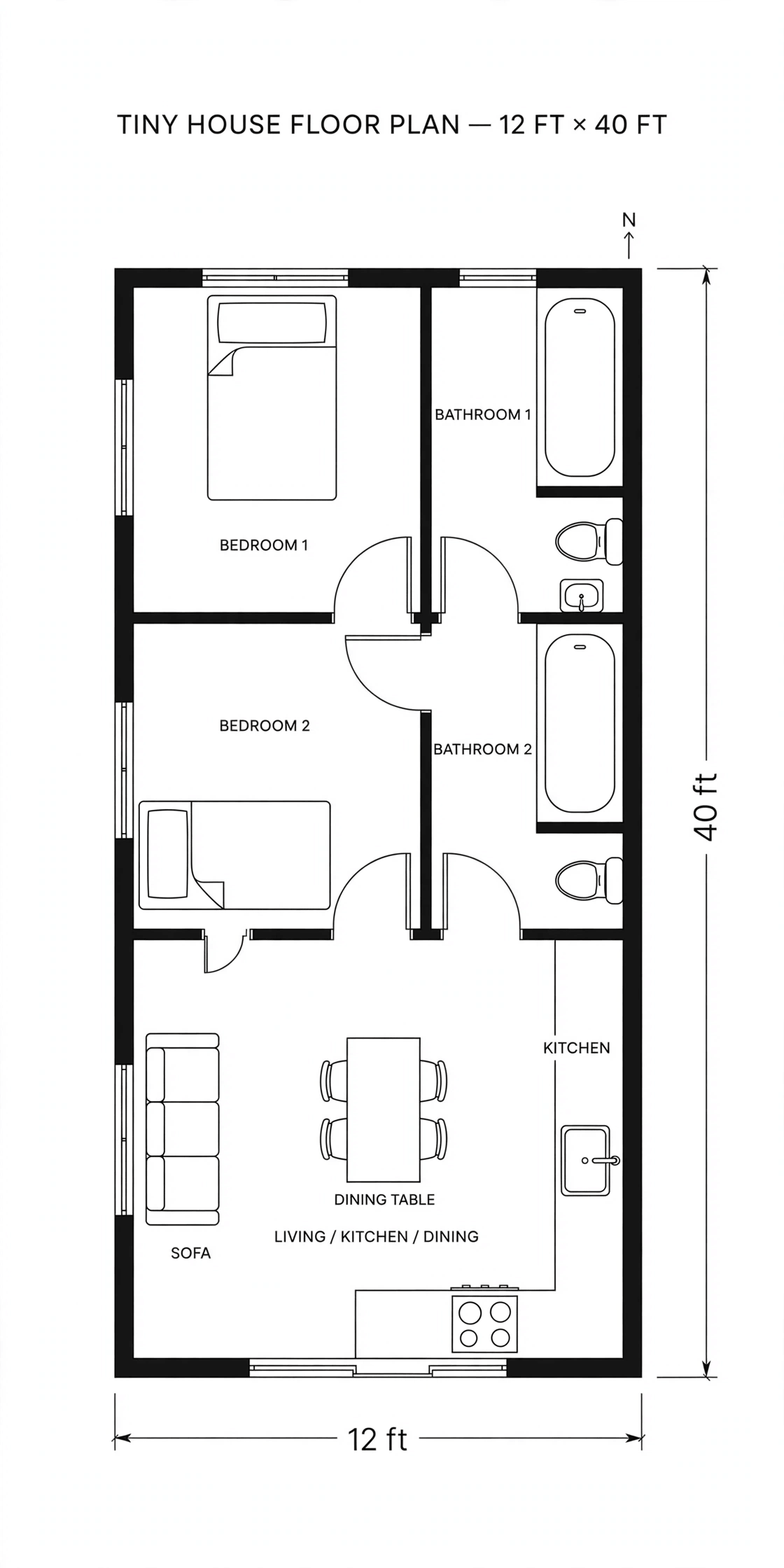 12x40 tiny house floor plans
