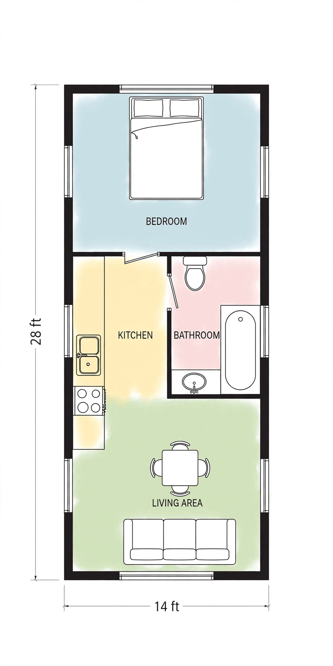 14x28 tiny house floor plans