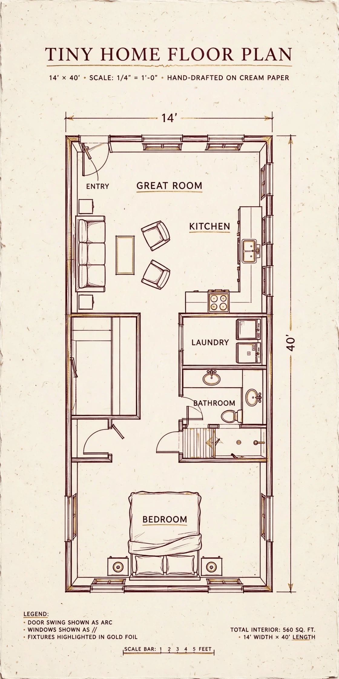 14x40 tiny house floor plans