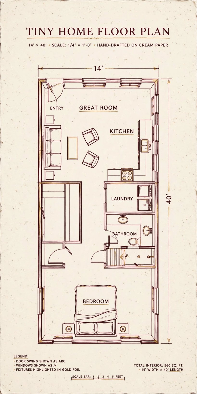 14x40 tiny house floor plans