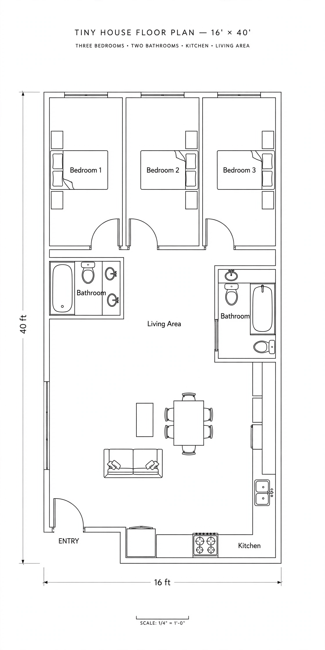16x40 tiny house floor plans