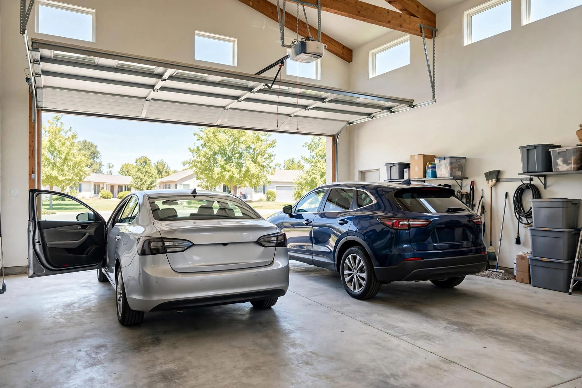 2 car garage dimensions: garage interior with storage along the walls
