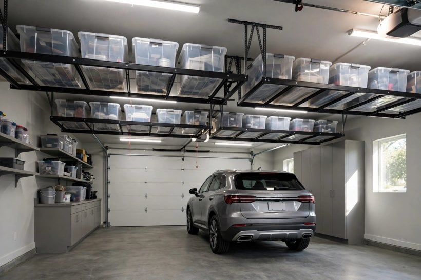 2 car garage dimensions: tandem-style parking layout in a long garage