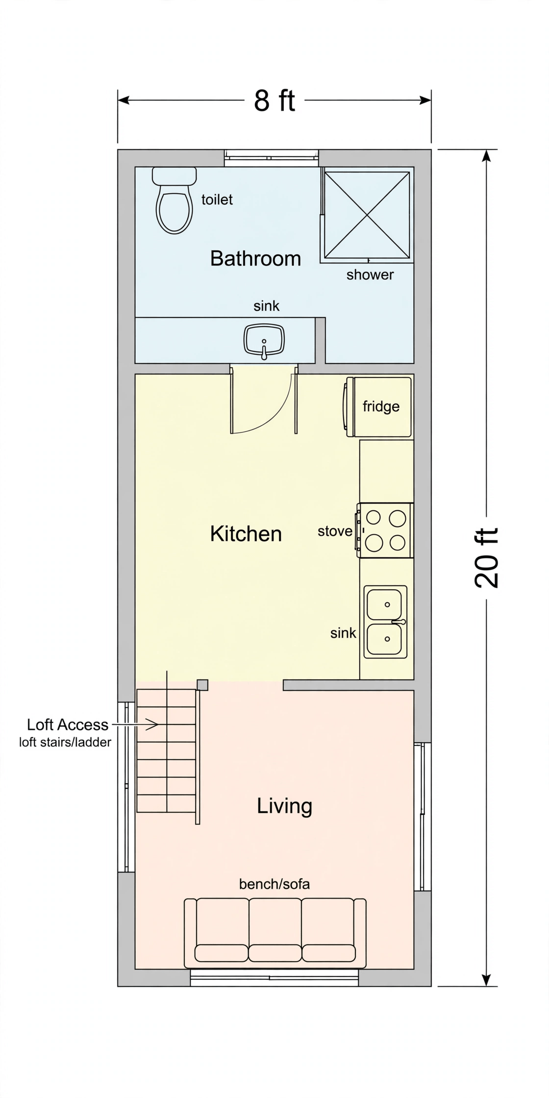 8x20 tiny house floor plans