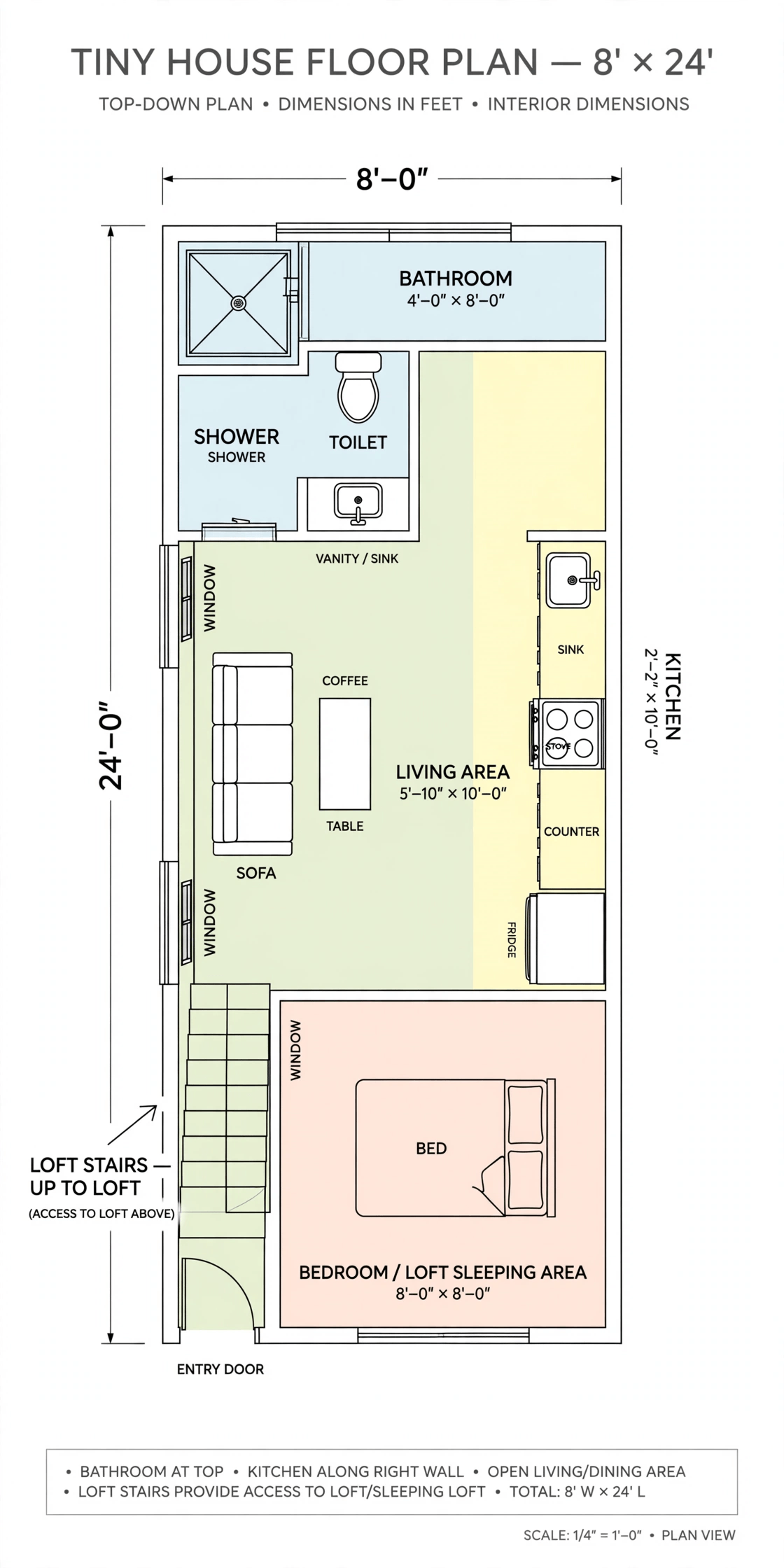 8x24 tiny house floor plans