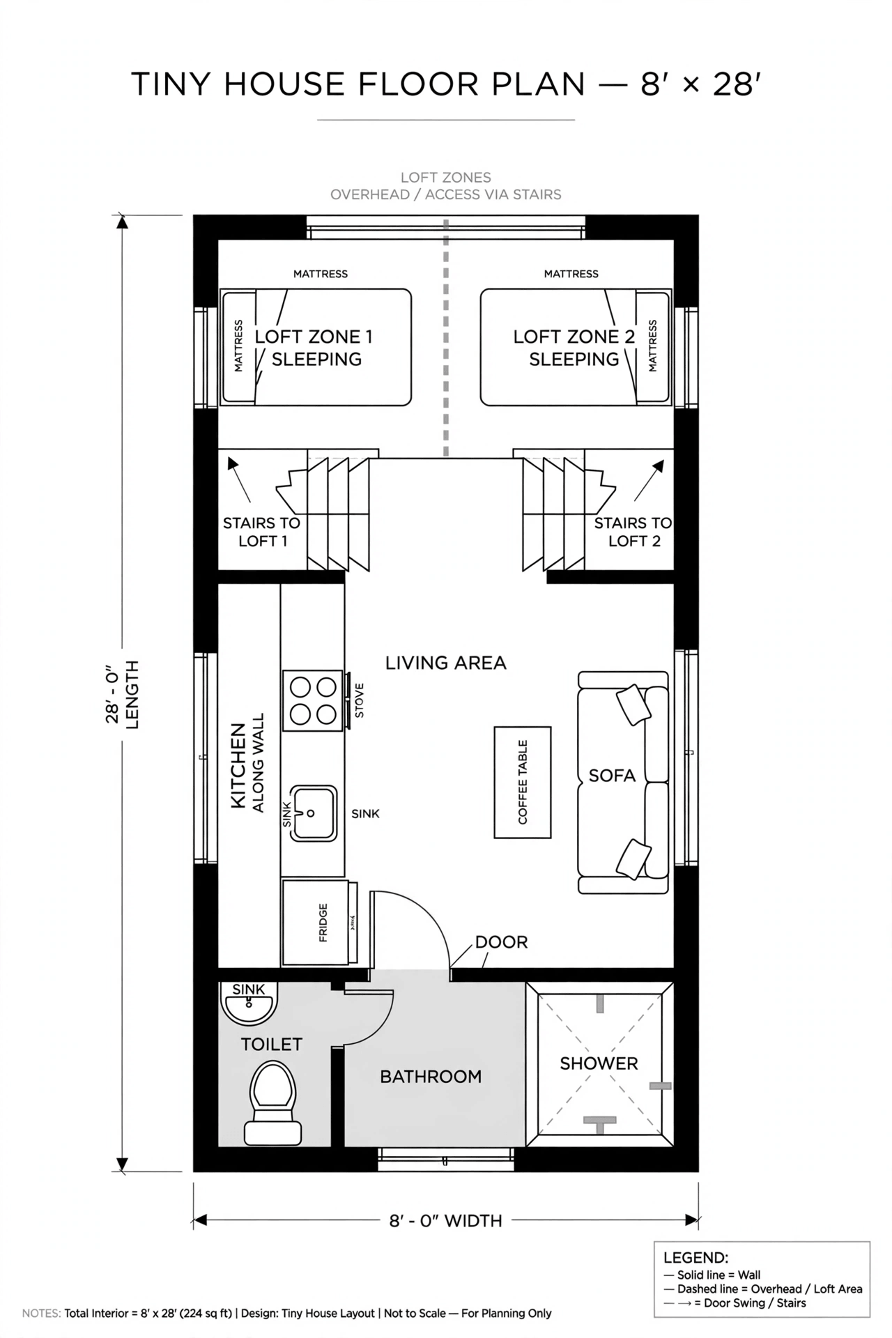8x28 tiny house floor plans