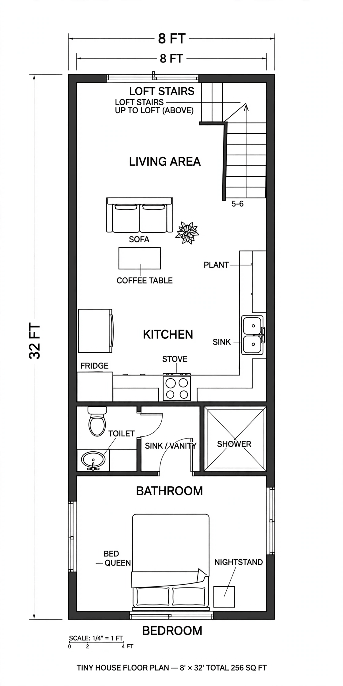 8x32 tiny house floor plans