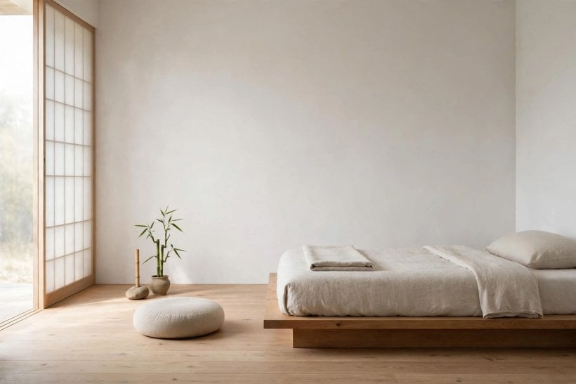asian inspired rooms: natural wood and bamboo bedroom details