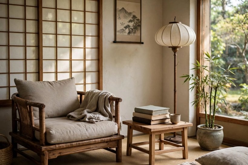 asian decor ideas: shoji screen dividing the room