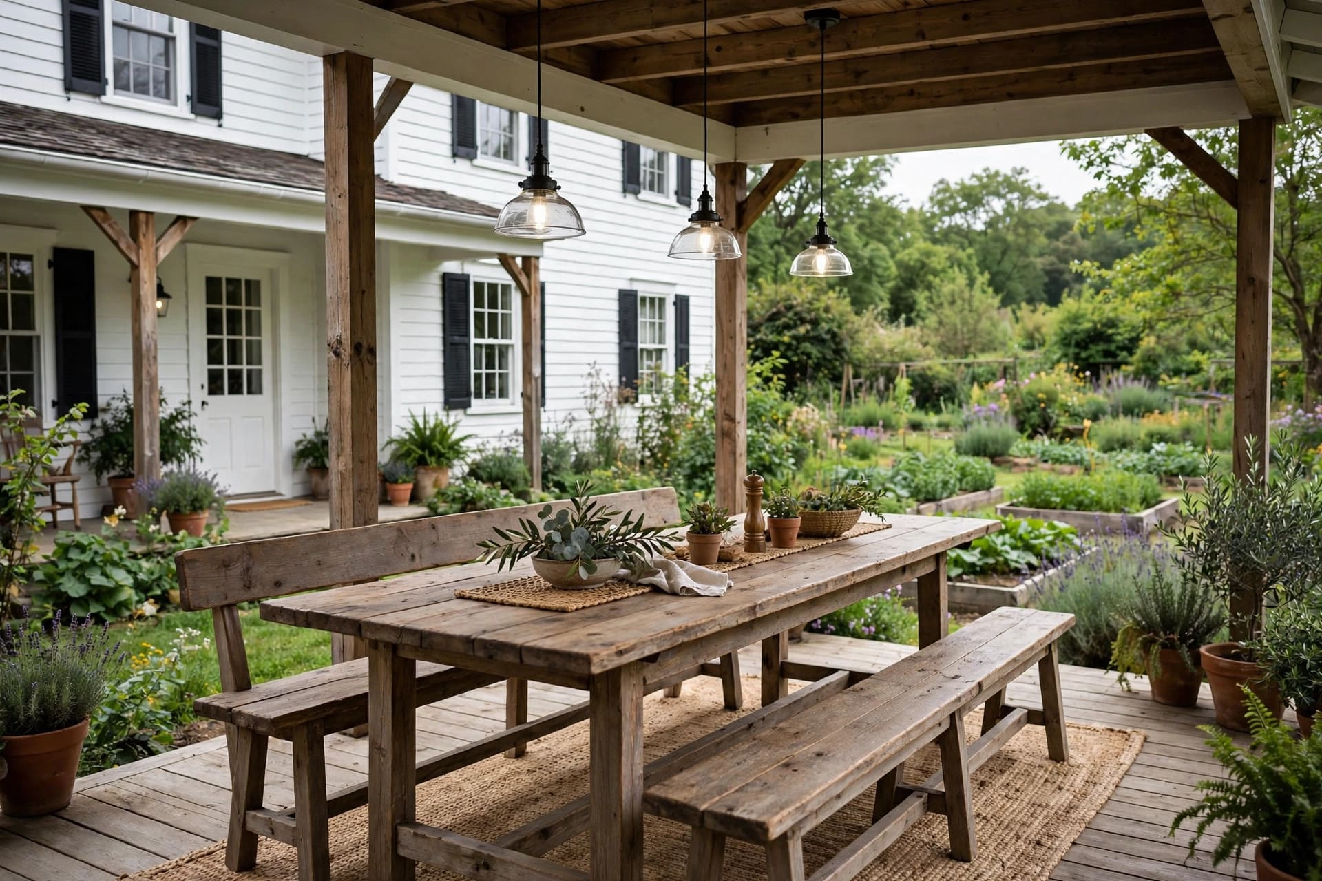 back porch: zoned seating layout example for morning and evening use