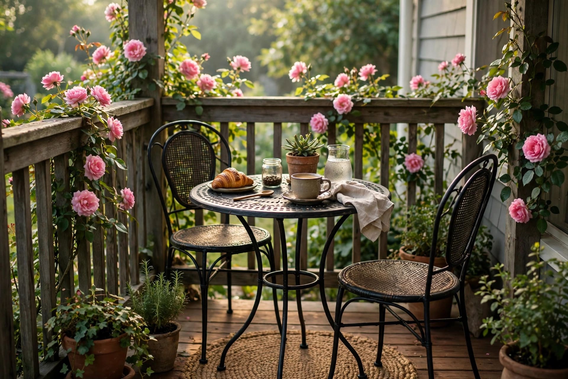 back porch: outdoor rug and flooring styling example
