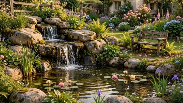 backyard pond waterfall ideas