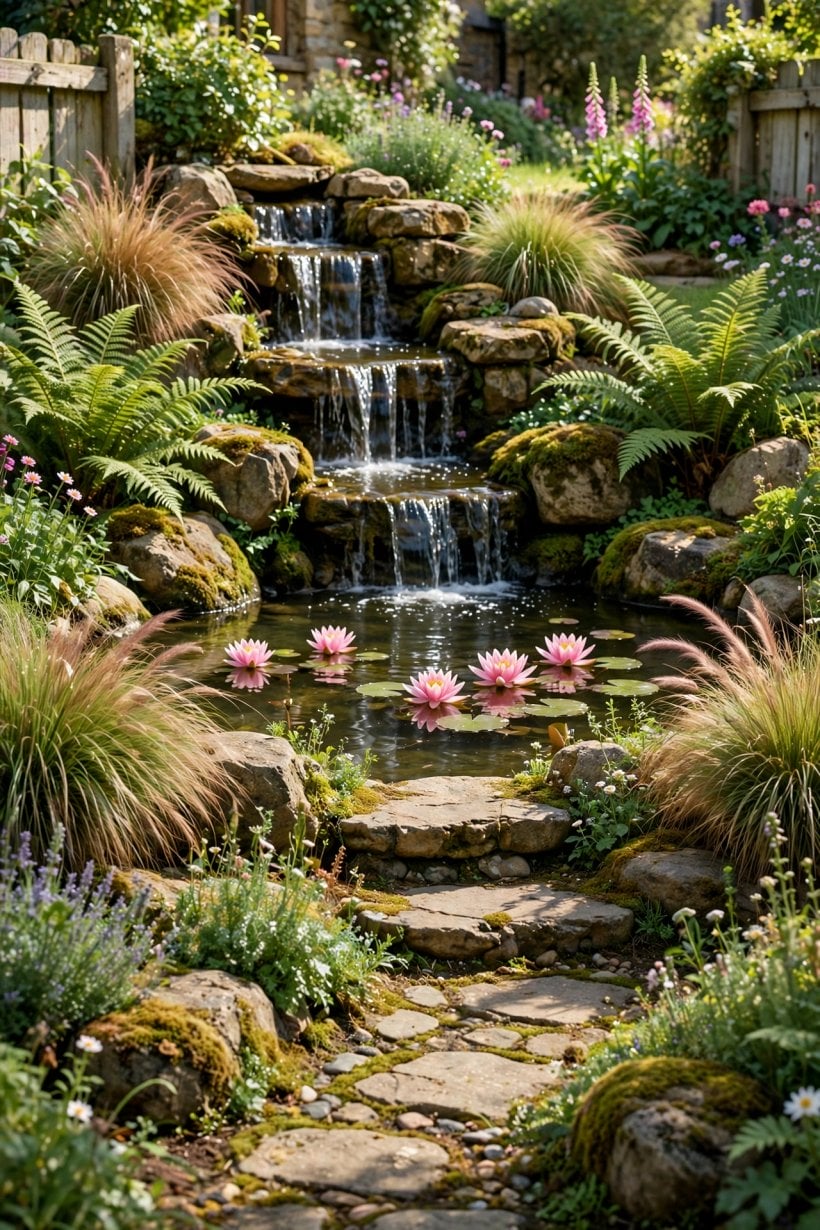backyard pond waterfall ideas