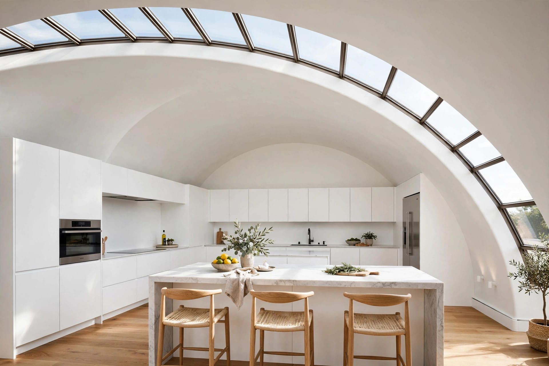 barrel vault: shallow curved profile over a hallway