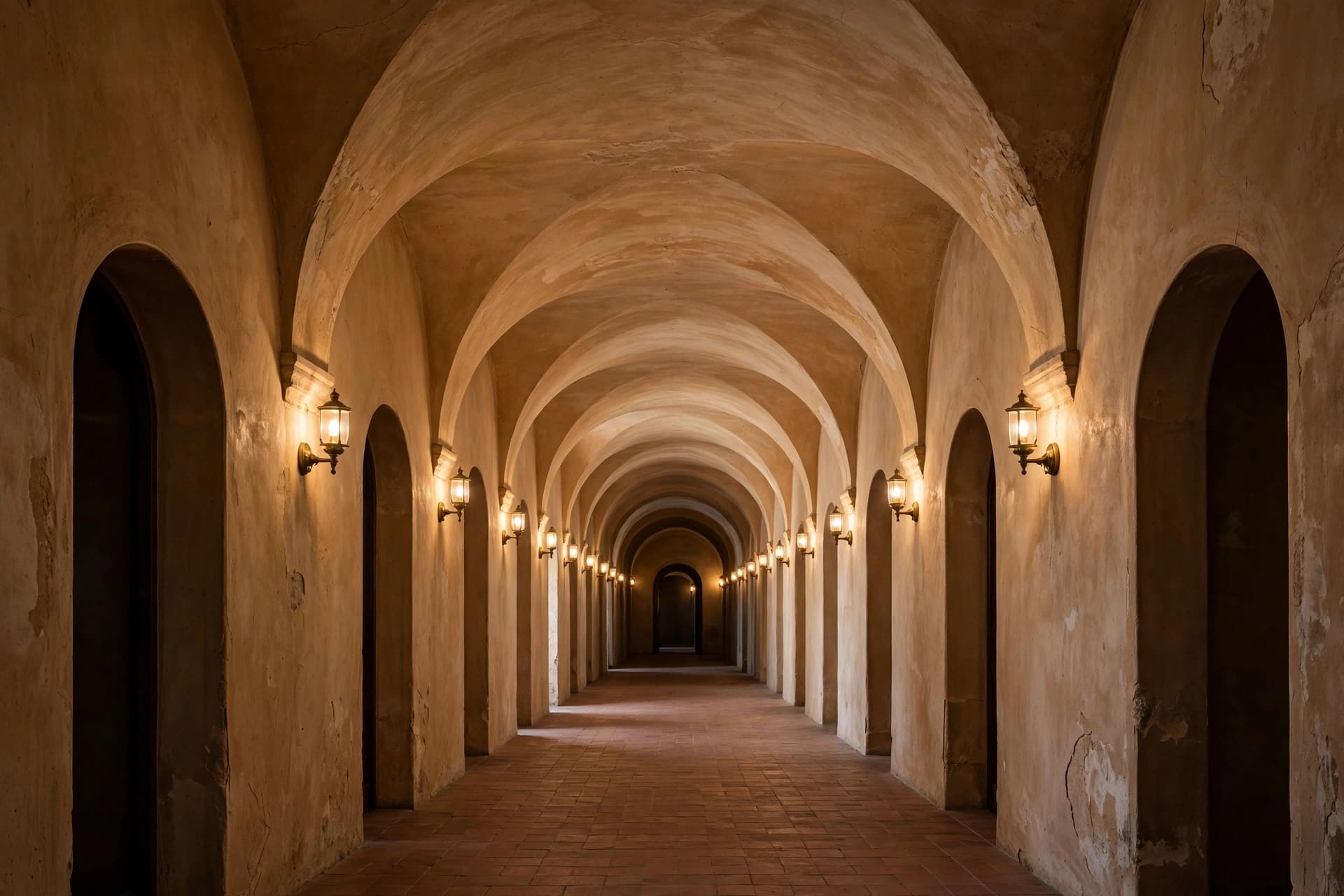 barrel vault: timber boards lining a curved ceiling