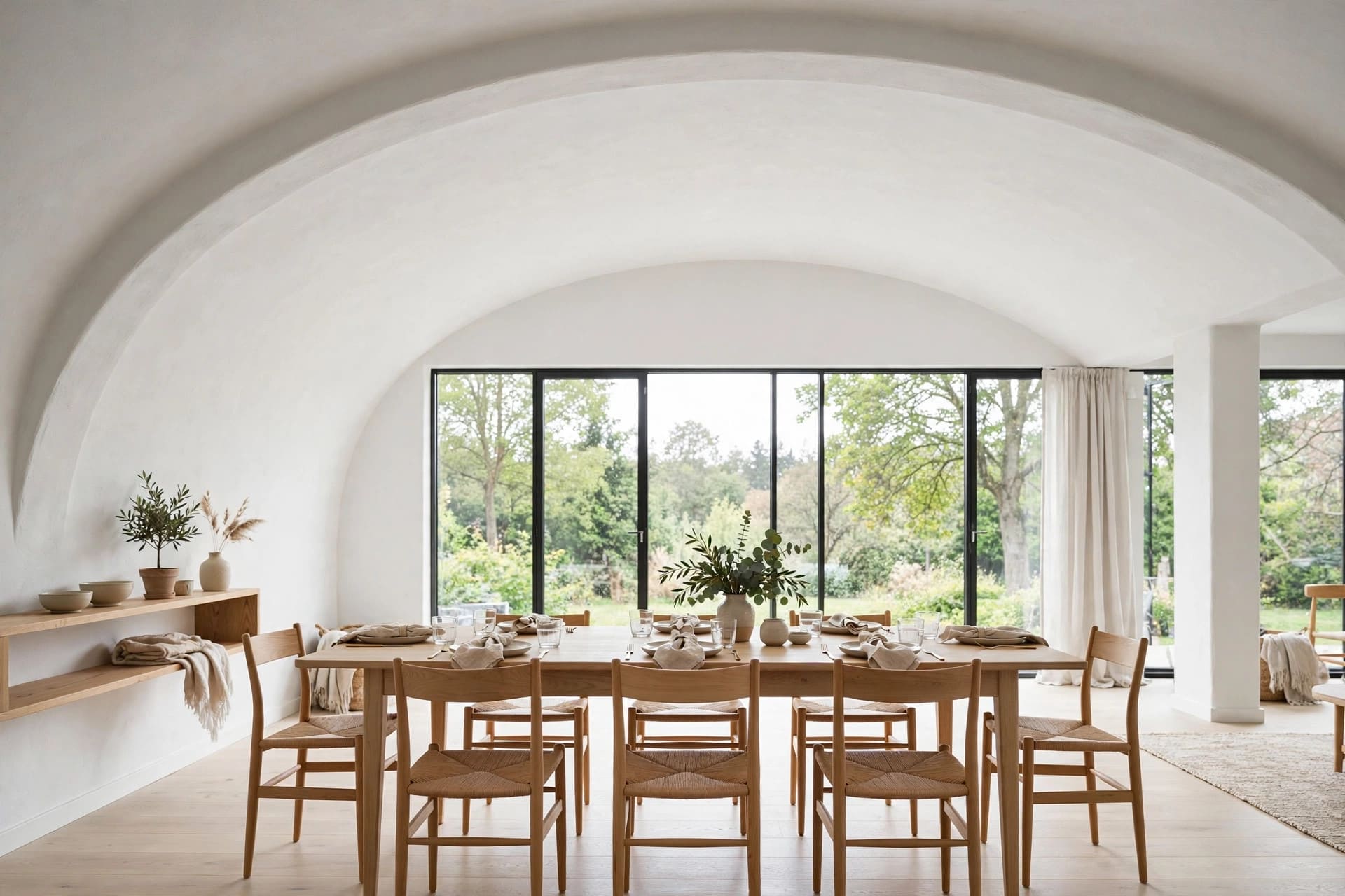 barrel vault: painted finish with a soft sheen