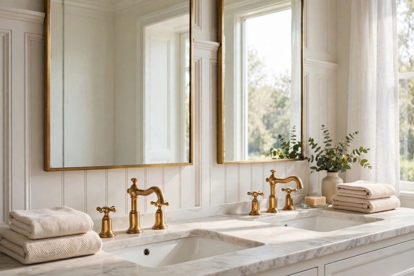 bathroom measurements: doorway widths and door swing clearances sketched on a floor plan