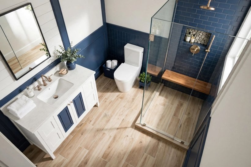 bathroom measurements: cabinet depth and shelf spacing matched to everyday bottles