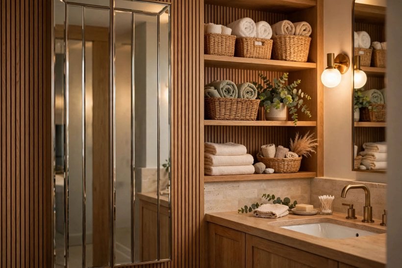 bathroom measurements: mirror height and lighting positions above a basin