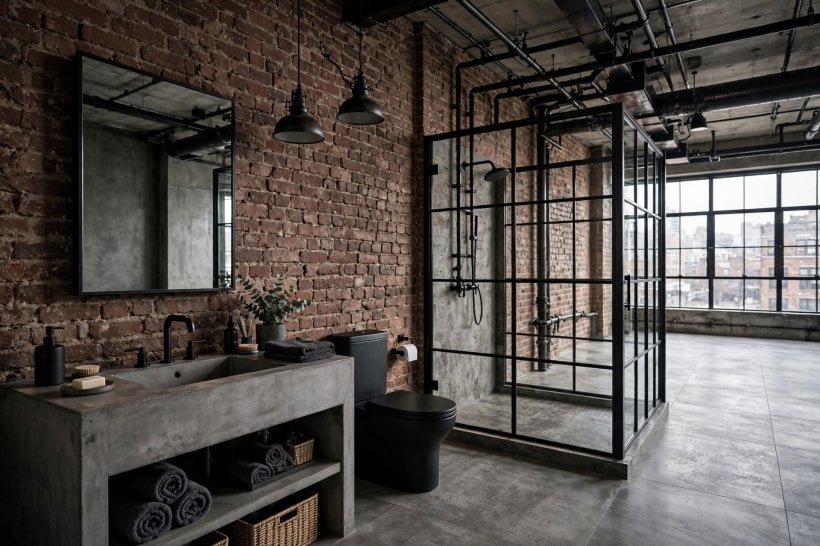 bathroom styles: a light Scandinavian bathroom with pale wood and white tiles