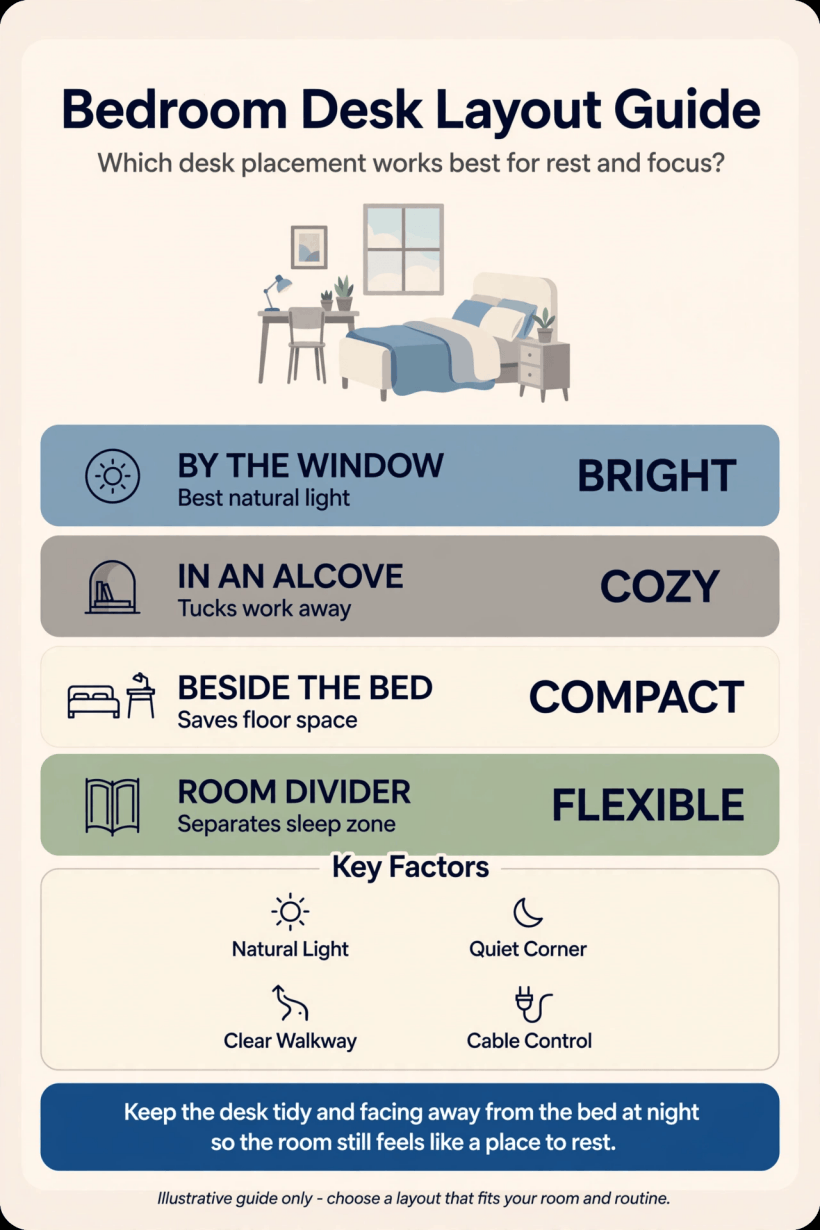 bedroom layout ideas with desk