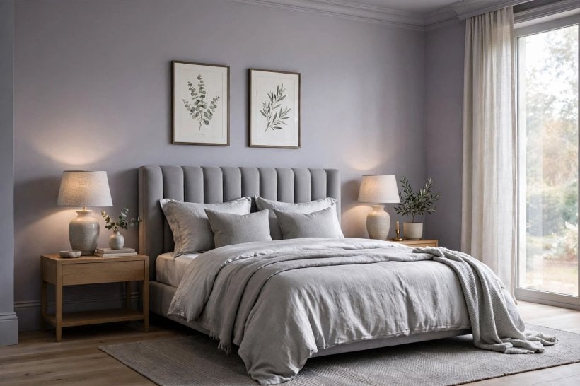 bedroom paint ideas: painted ceiling in a soft contrasting shade