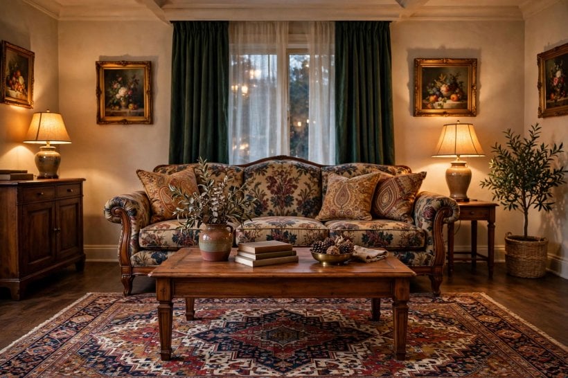 birch lane: traditional living room furniture in warm wood tones