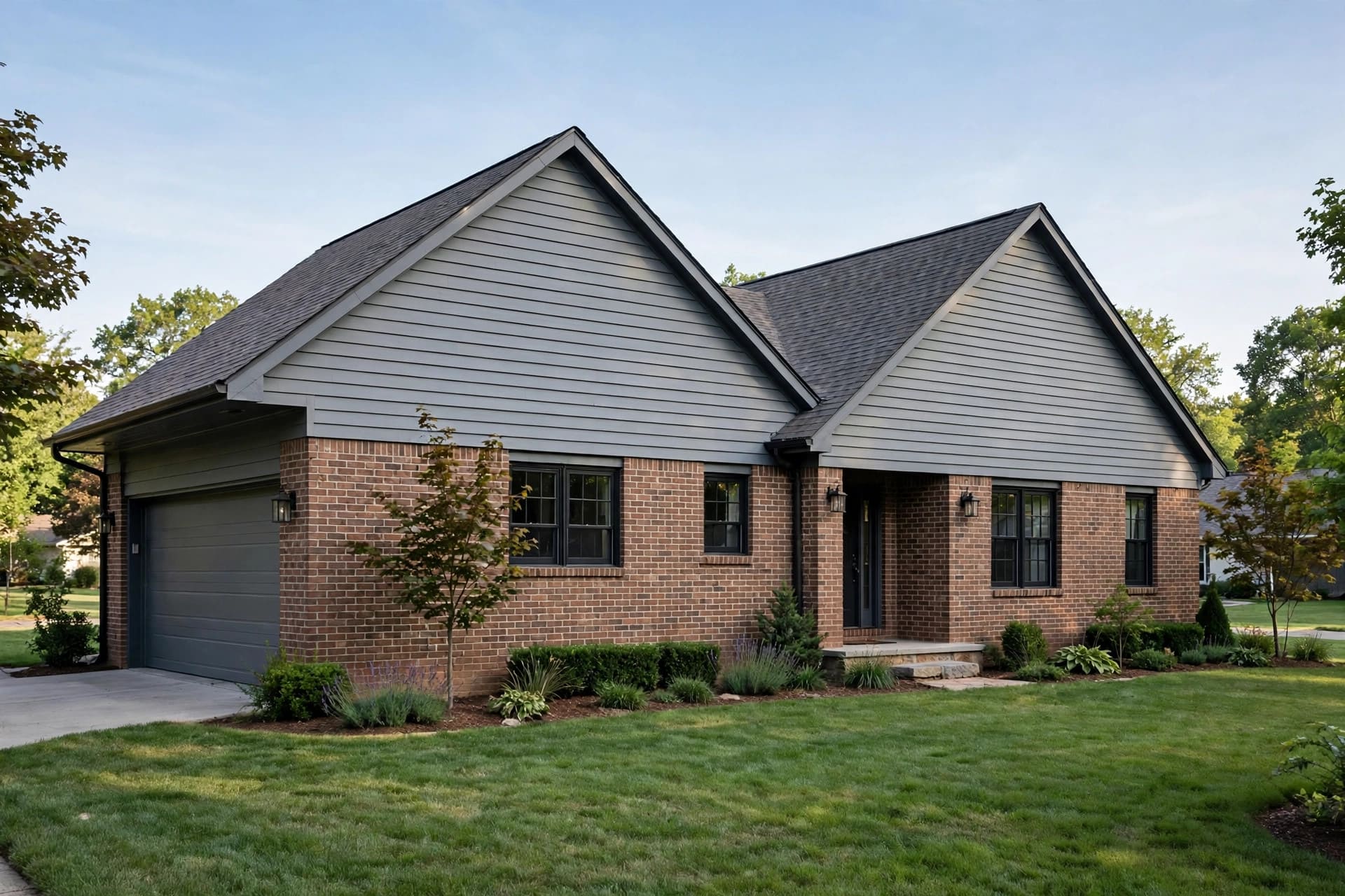 brick and siding house: compact cottage with brick and painted siding