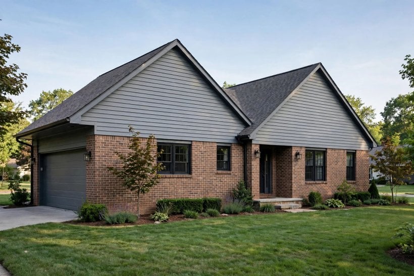 brick and siding house: compact cottage with brick and painted siding