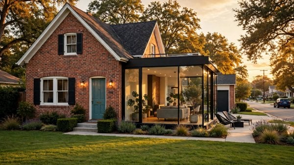 1950s brick house modern addition