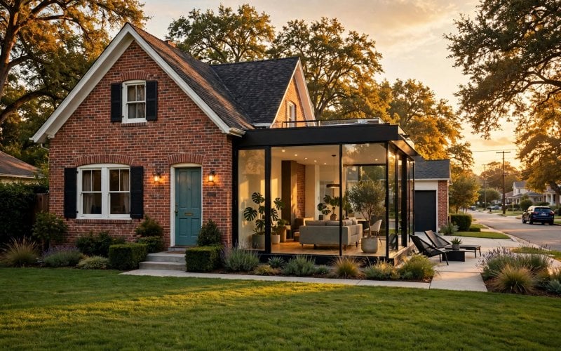 1950s brick house modern addition