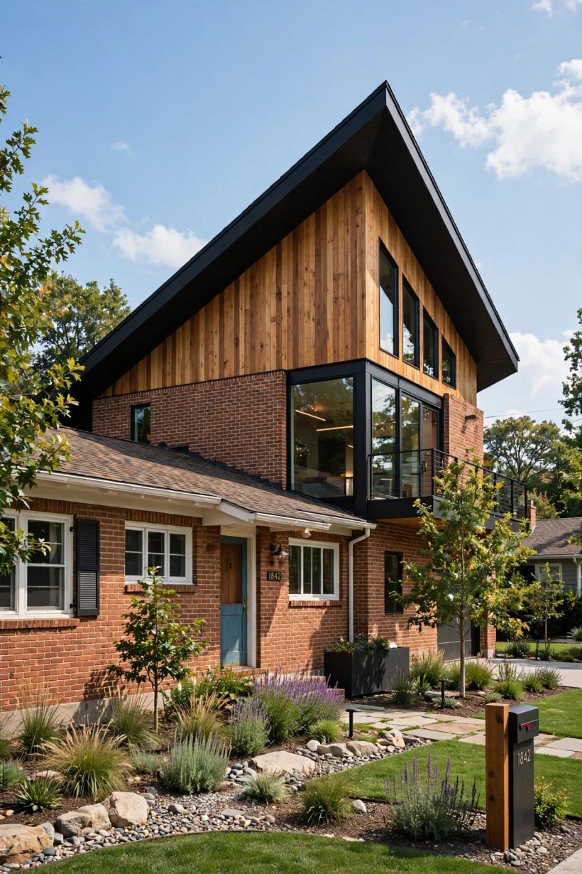 1950s brick house modern addition