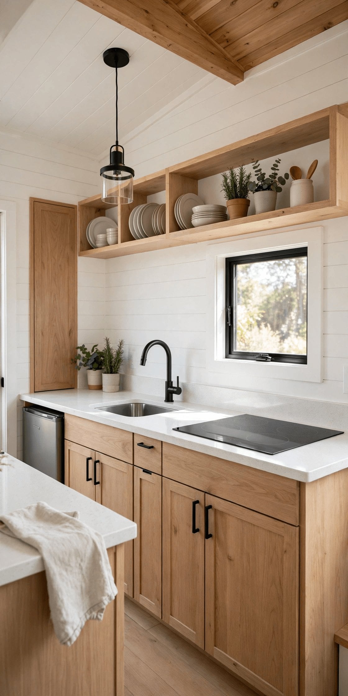 butcher block vs quartz tiny kitchen