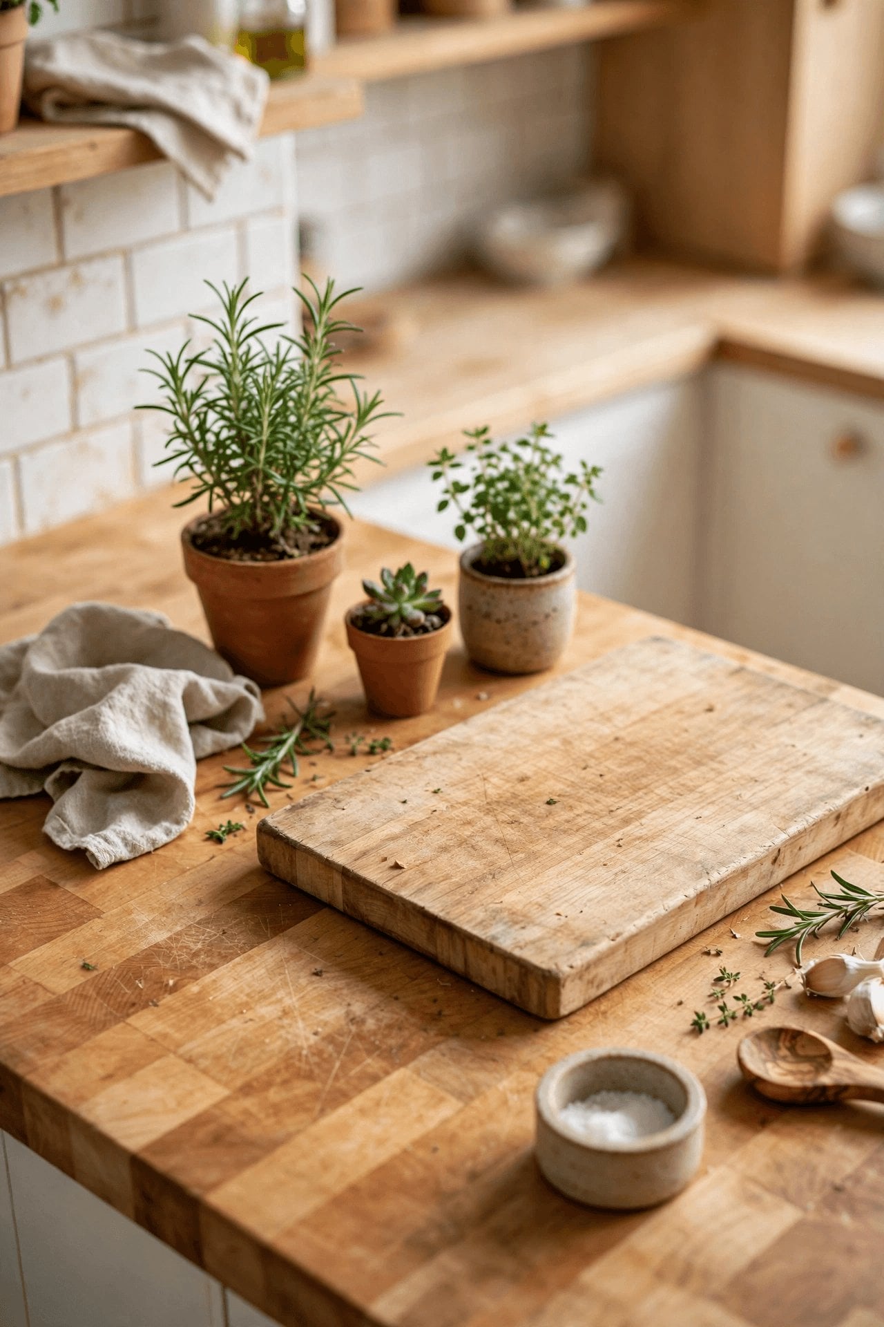 butcher block vs quartz tiny kitchen