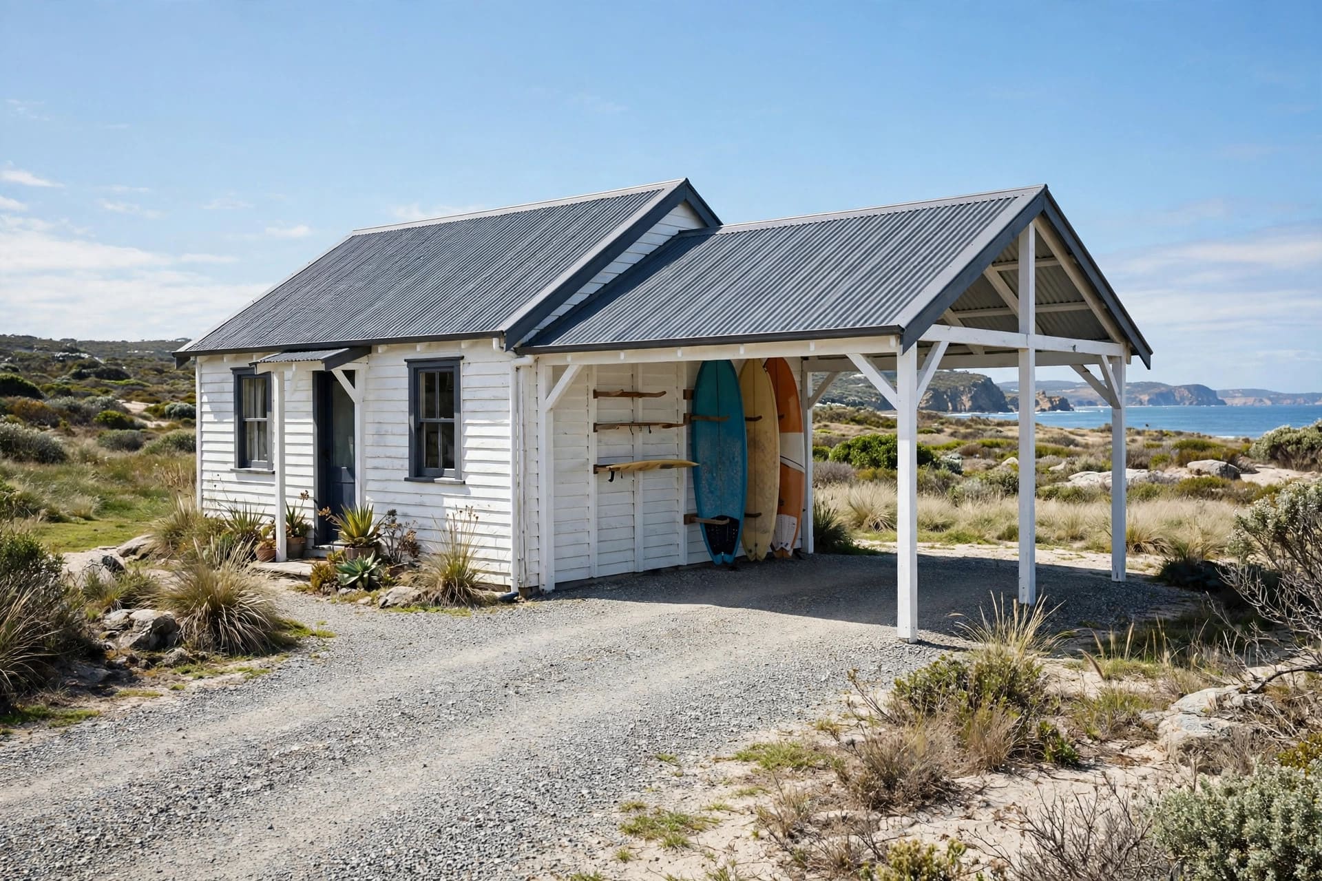 carports attached to house pictures: sturdy timber posts on stone footings