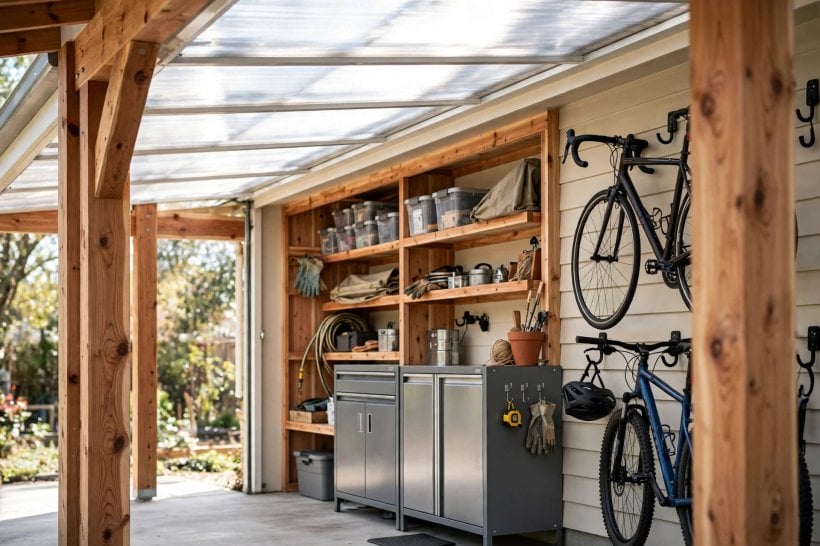 carports attached to house pictures: climber softening a corner post