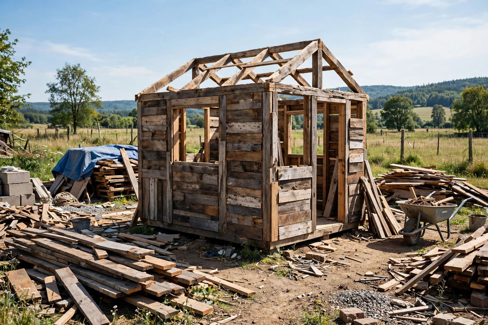cheap tiny homes built simply on a small footprint with reclaimed materials