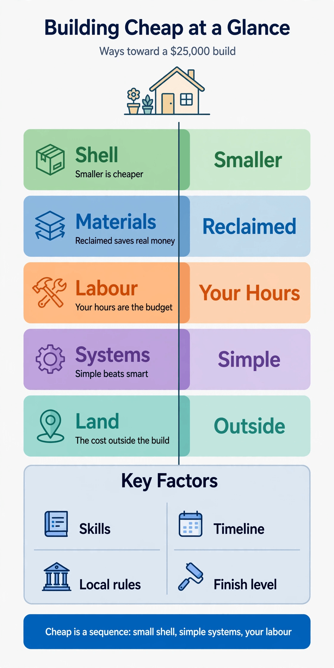 cheap tiny homes infographic mapping fifteen ways to build for under $25,000