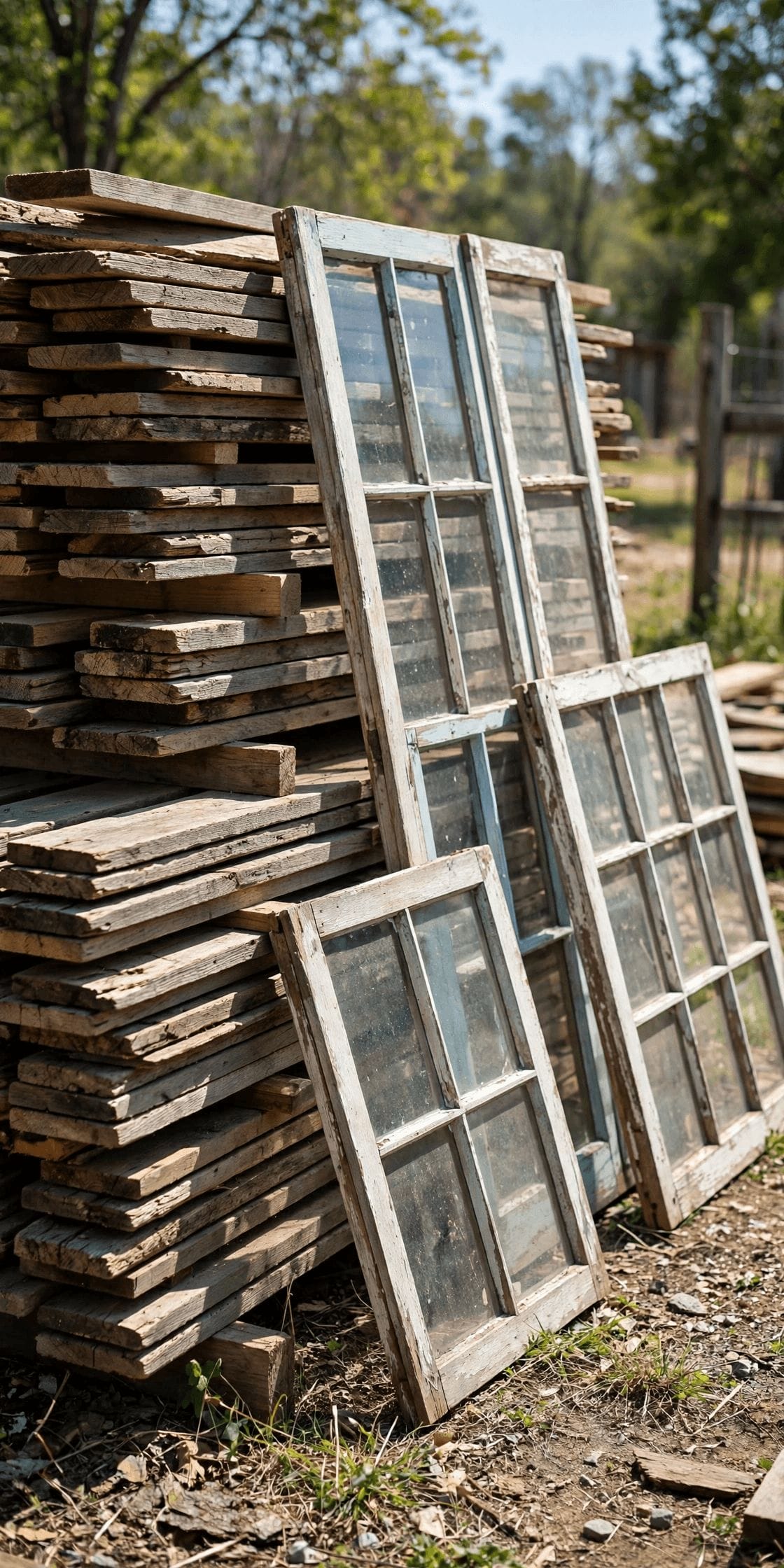 cheap tiny homes pin showing reclaimed materials used in a budget build