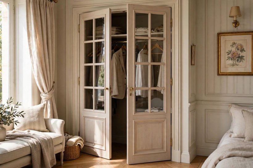 closet door ideas: mirrored doors bouncing light around a bedroom