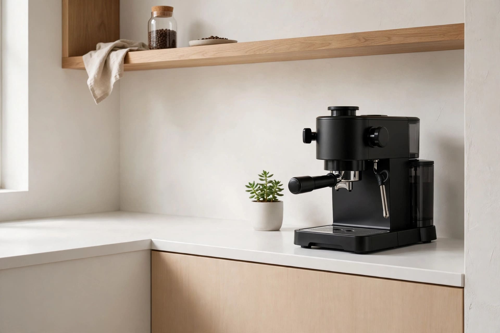 coffee station in kitchen: compact corner setup for a small kitchen