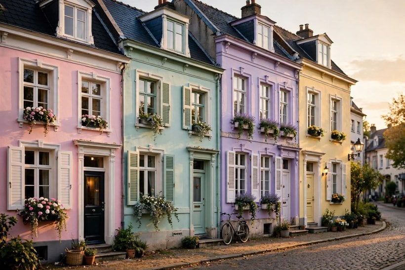colorful house: bold painted exterior with crisp contrasting trim