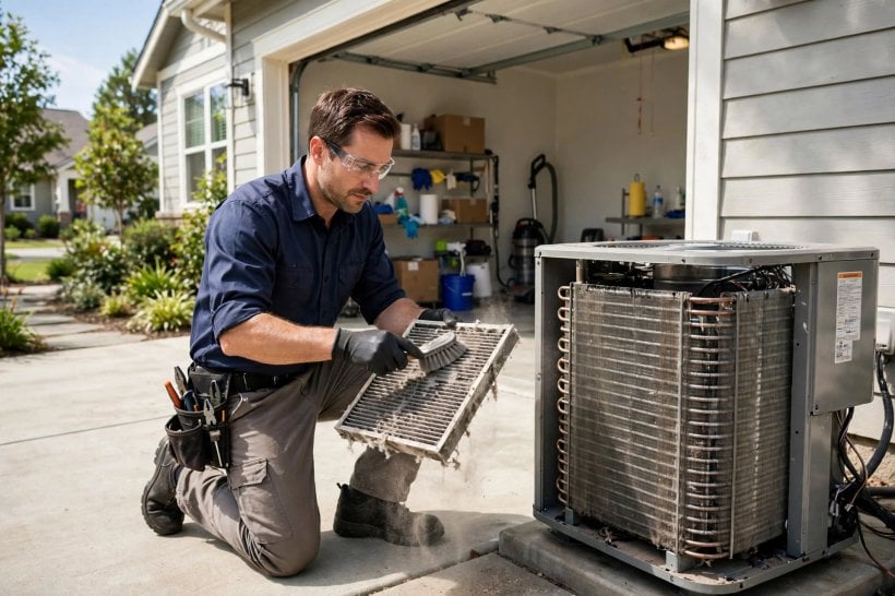 comfortmaker ac reviews: paperwork and warranty questions at a table